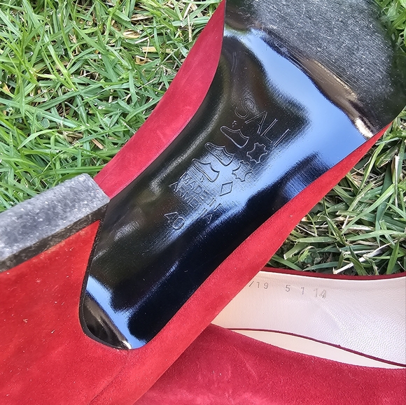 Sali Handmade Red Leather Heels, Size 40 - Picture 4 of 5